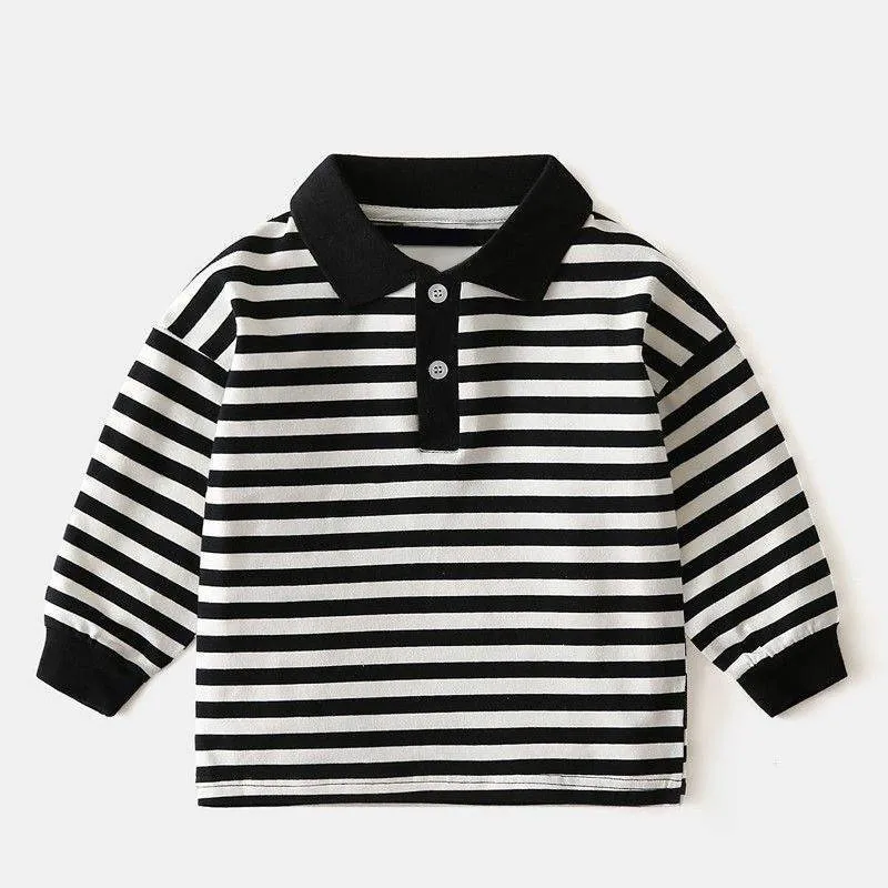 Niños Camisetas Polo de Manga Larga de Diferentes Colores Nueva Moda Camiseta Polo para Niños Ropa al por mayor Camiseta de Hilo Teñido Camiseta Polo para Niños Top de Moda Ropa para Bebés