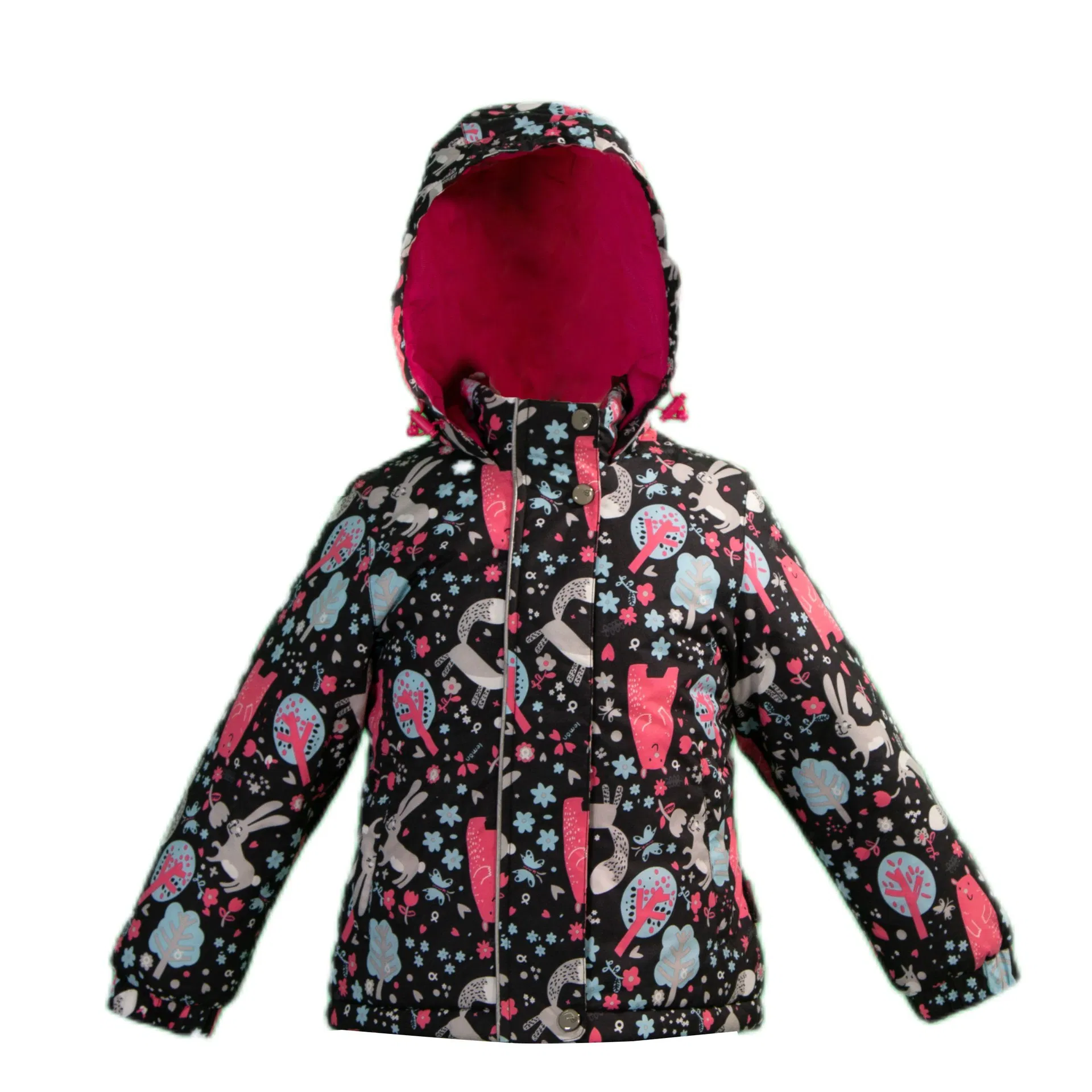 Chaqueta de invierno con capucha para niños, acolchada, con estampado de conejo, abrigo exterior para niños