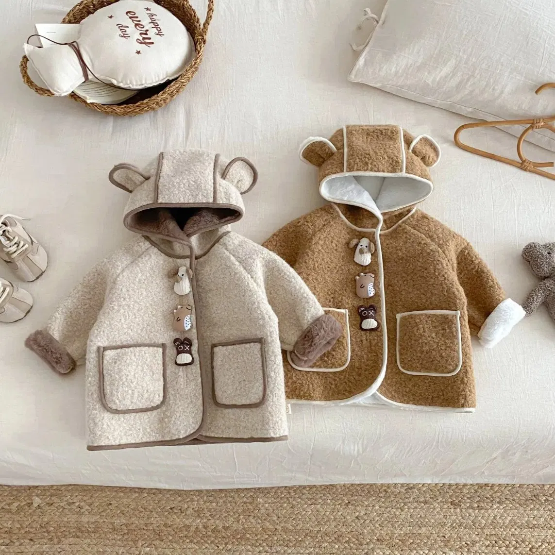 Abrigo de invierno para niños, chaqueta de forro polar cálida, abrigo exterior para bebés, chaqueta casual para niñas