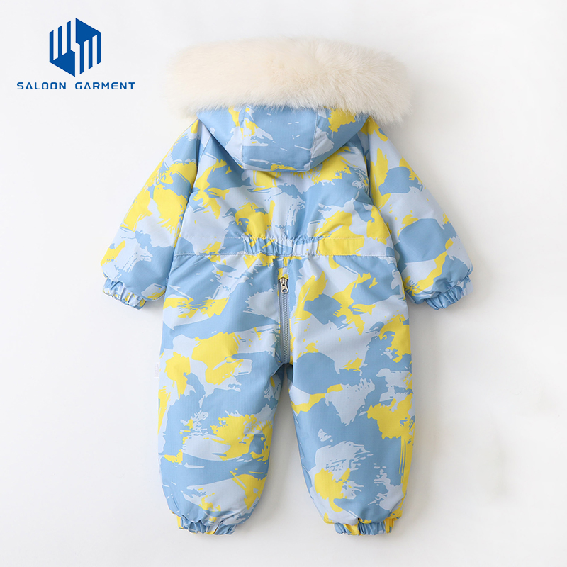 Traje de esquí personalizado para bebés, mono para niños, traje de gateo, mameluco de invierno grueso y cálido, ropa acolchada de algodón para bebés