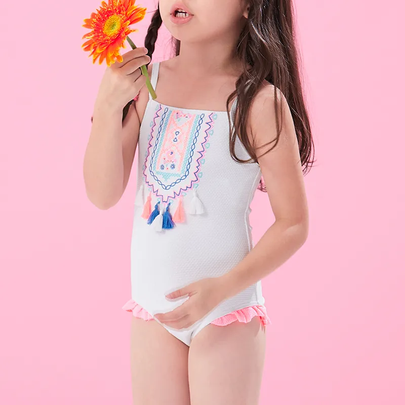 Traje de baño de una pieza para niñas con flecos, bikini para niñas, traje de baño para niños