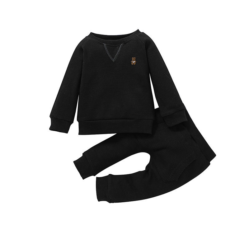 2022 Conjunto de ropa para bebés de color sólido de manga larga para niños y niñas en primavera y otoño