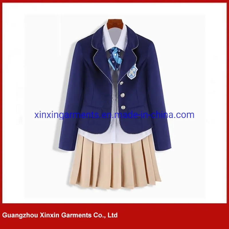Blazers escolares de calidad personalizada azul para niños y niñas, uniformes escolares, chaqueta formal traje (U2501)