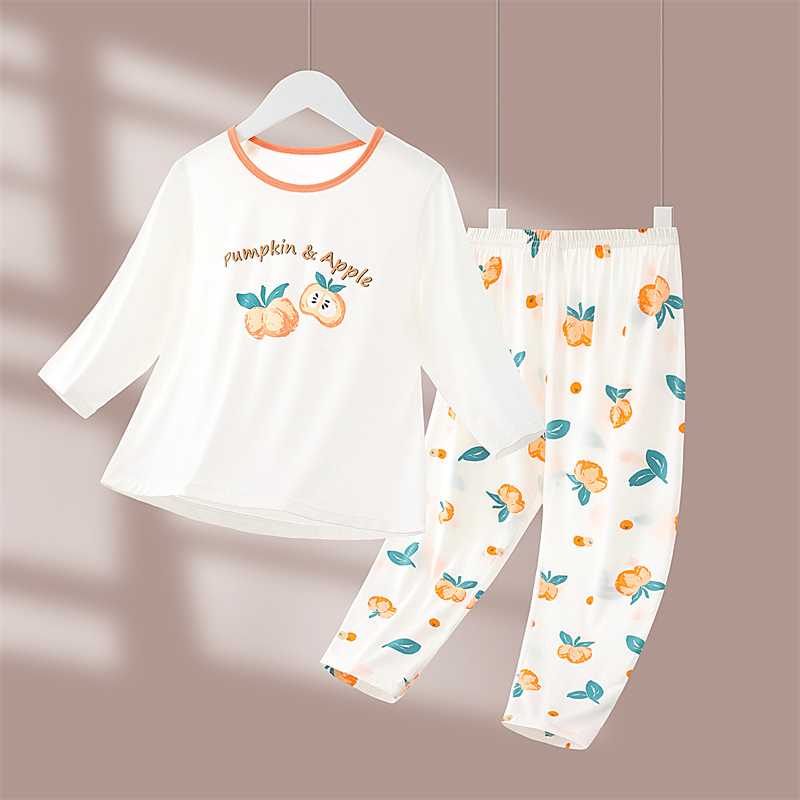 Pijamas de gasa de algodón puro para niños y niñas, traje de manga larga delgada, ropa de casa