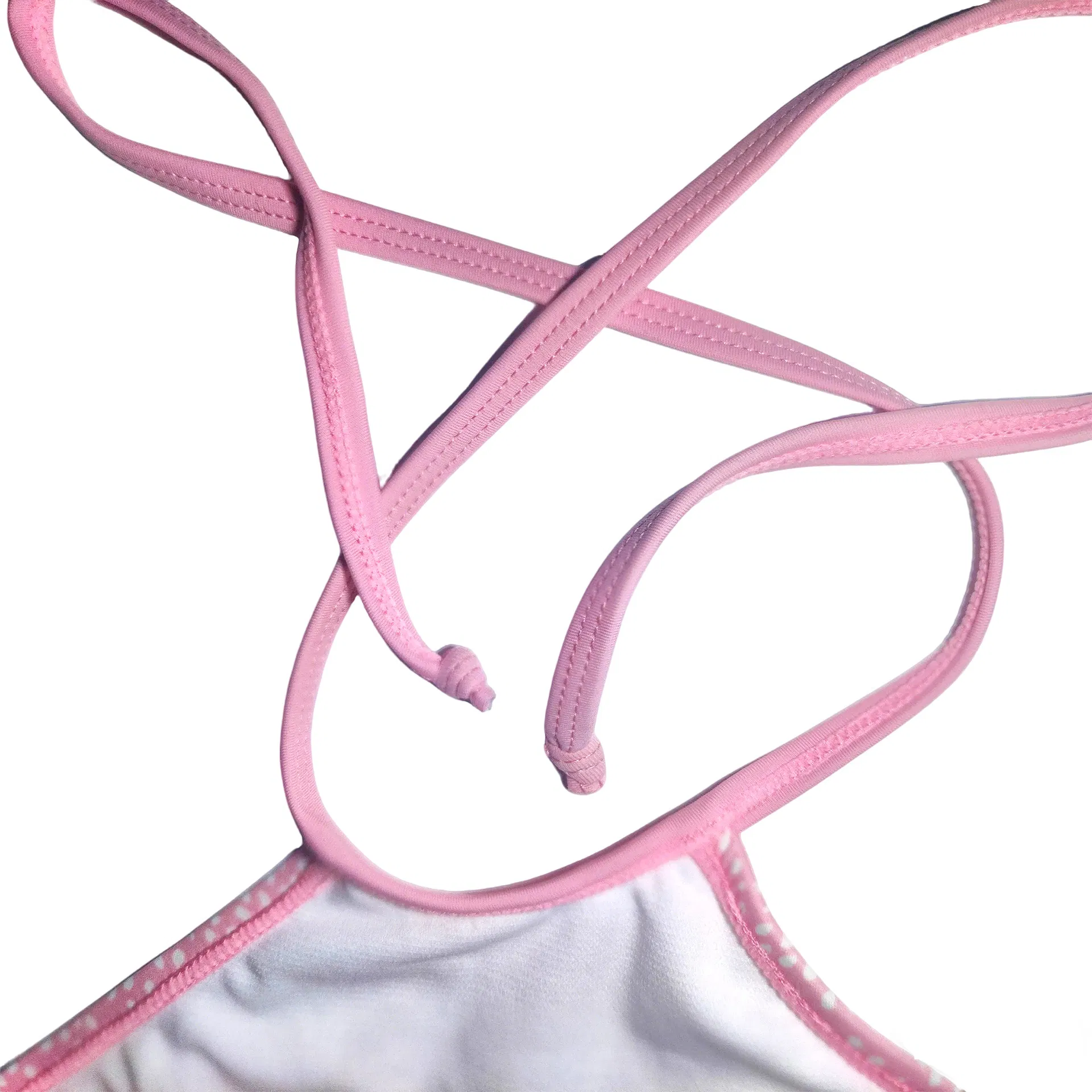 Bonito traje de baño de dos piezas con volantes en forma de corazón rosa para niños