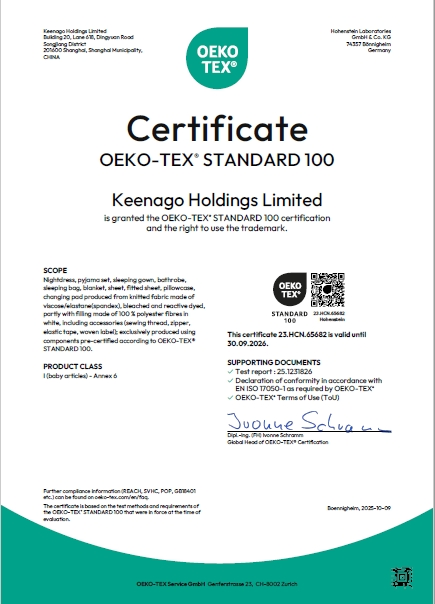 Certificado de Calidad de Fibra de Bambú