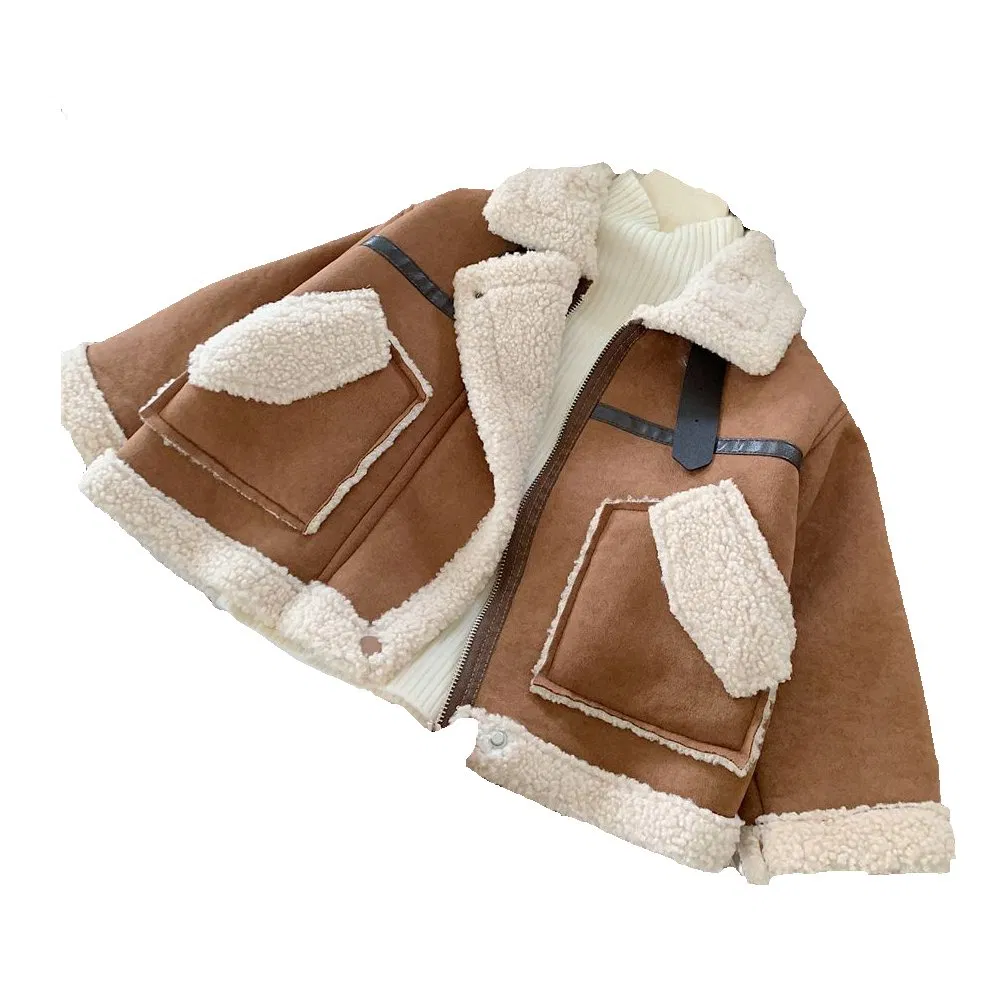 Abrigo ligero de estilo nuevo de otoño e invierno para niños, chaqueta de sherpa para niños, chaqueta de plumas, ropa, parte superior, chaqueta de motocicleta