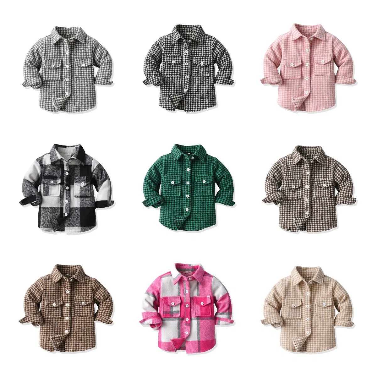 Chaqueta de niño de invierno de algodón de manga larga a cuadros, camisa infantil con abrigo cepillado, ropa para niños, chaqueta de forro polar, chaqueta de invierno para niñas, camisa a cuadros