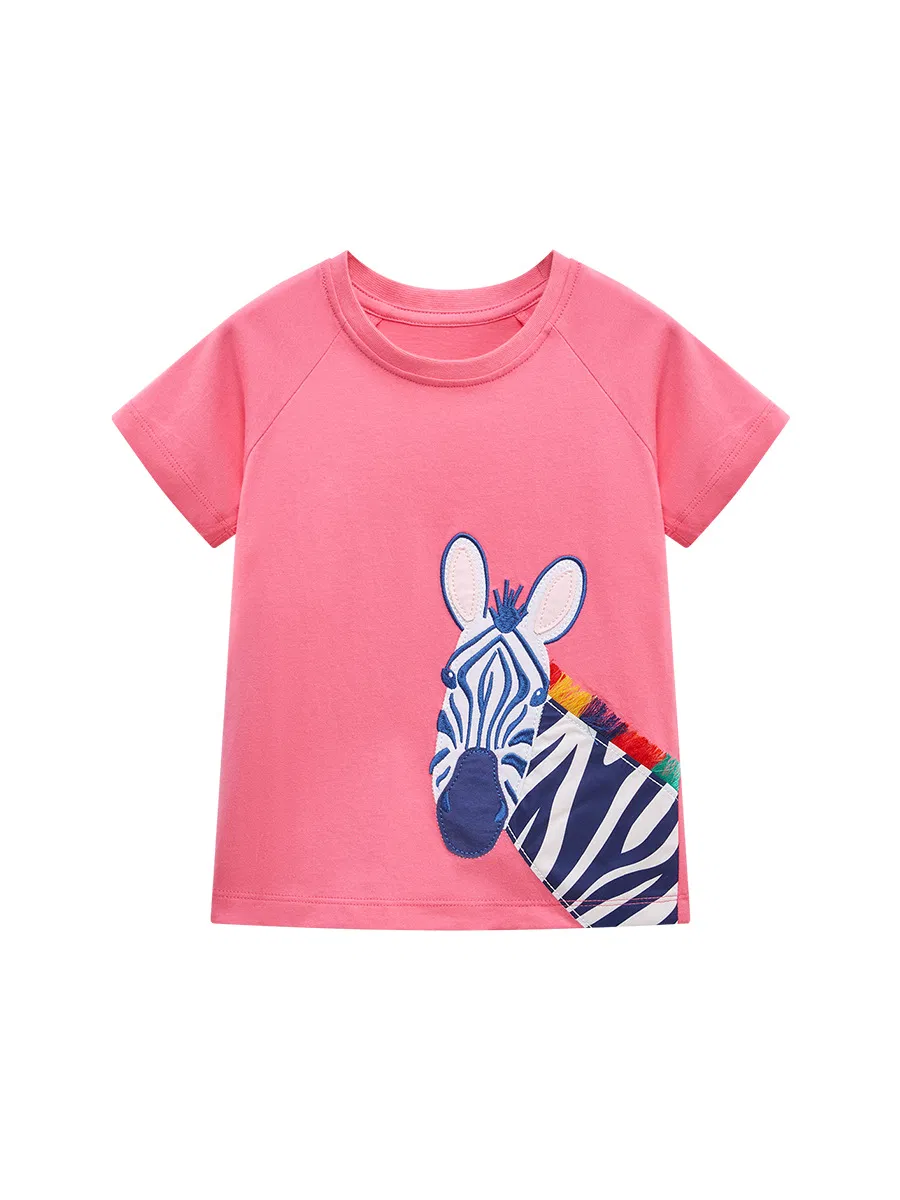 Boutique Vender ropa Bebe Girl Cartoon Zebra Design Camiseta Ropa de manga corta de verano