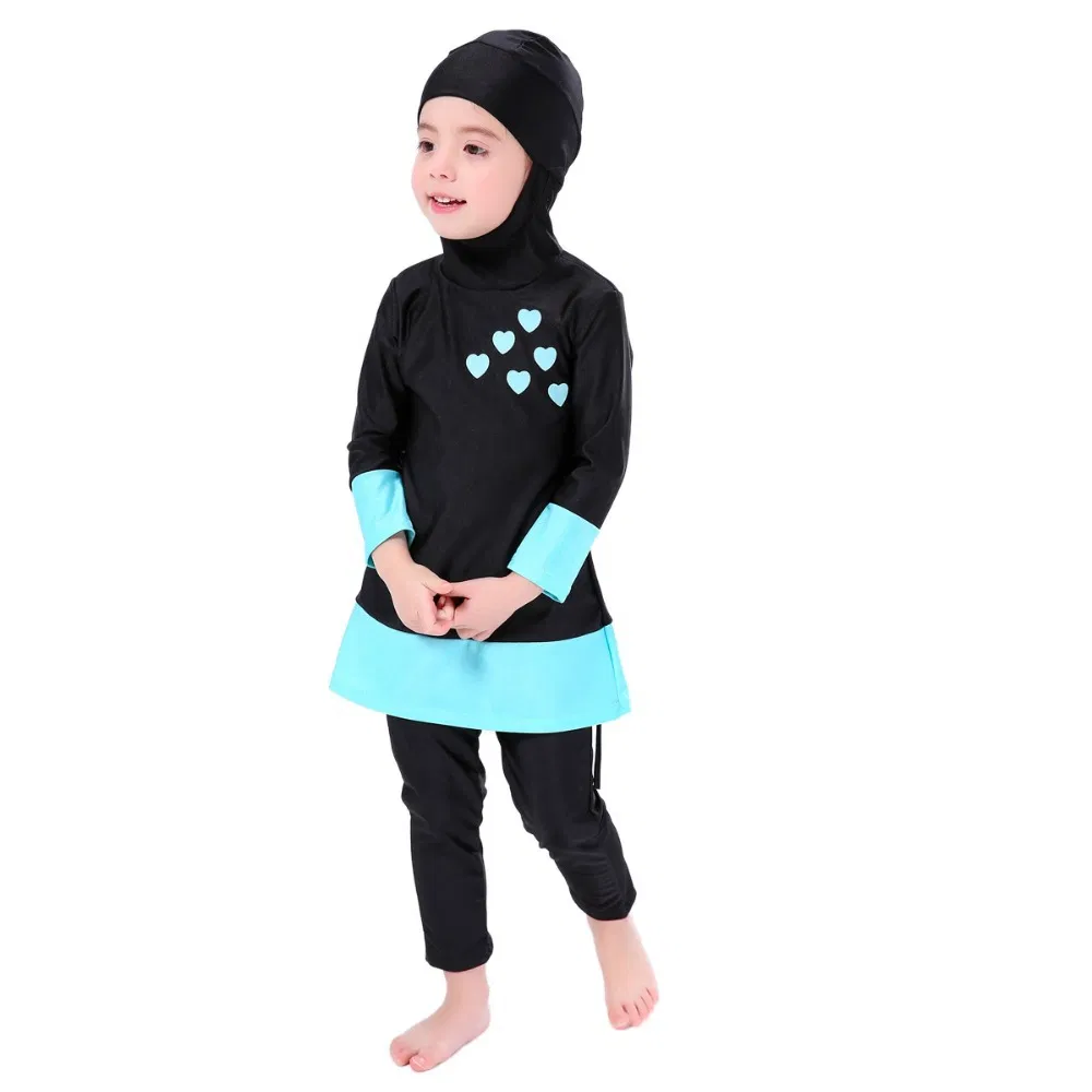 Bañadores islámicos para niñas y jóvenes con hijab de natación y turbante para niños musulmanes