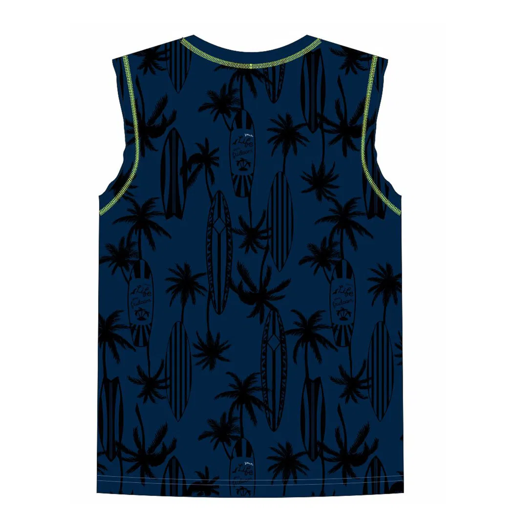 100% Camiseta sin mangas transpirable de verano para niños, impresa en algodón orgánico