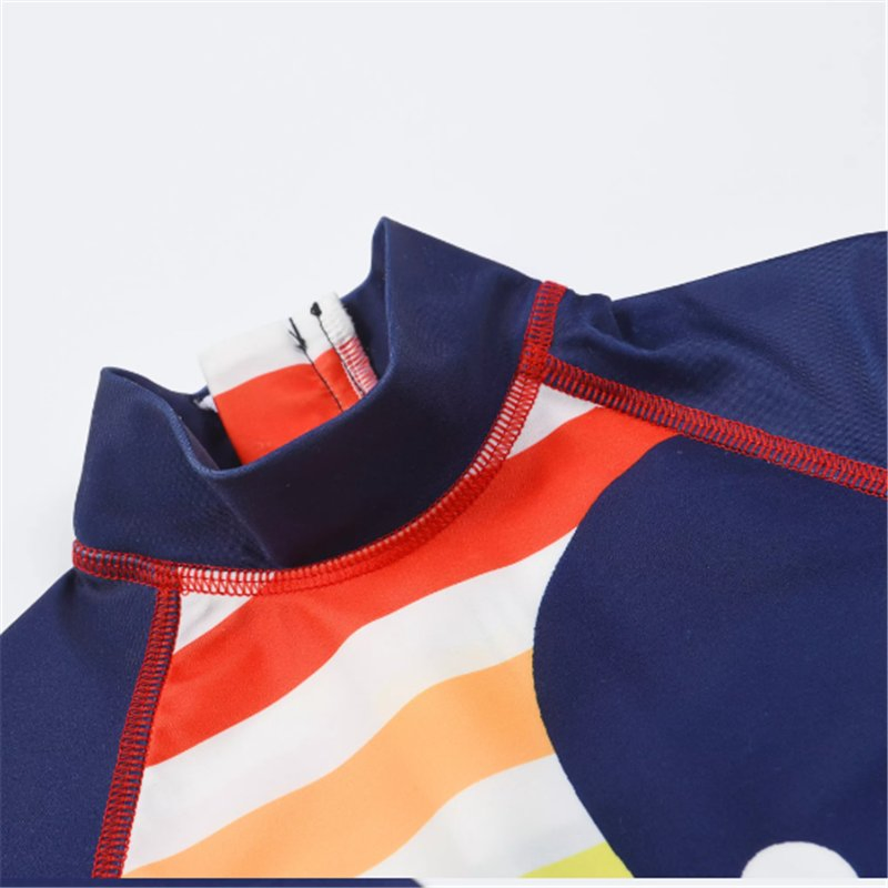 Ropa de playa para niños, camiseta de cuello redondo con estampado para niños