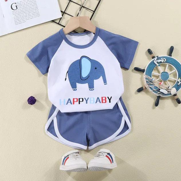 Conjunto de verano para preescolar, delgado y lindo, súper lindo conjunto de bebé de manga corta y pantalones cortos, ropa casual para niños