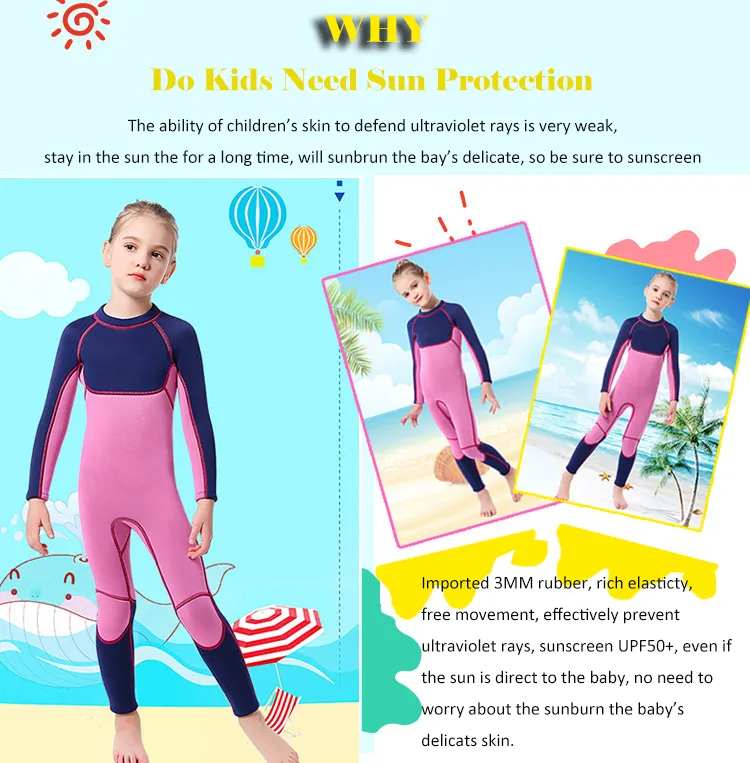 Nuevo Estilo Traje de Baño para Niños 2.5mm Neopreno Térmico de Una Pieza para Niñas