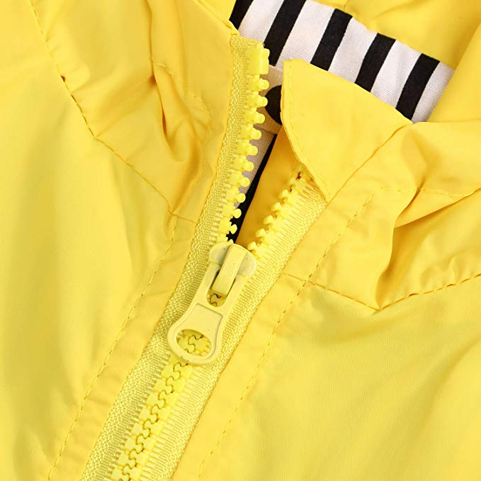 Chubasquero unisex amarillo para bebés y niños pequeños, impermeable, con lindo dibujo de tiburón, capucha, abrigo con cremallera, atuendo para usar