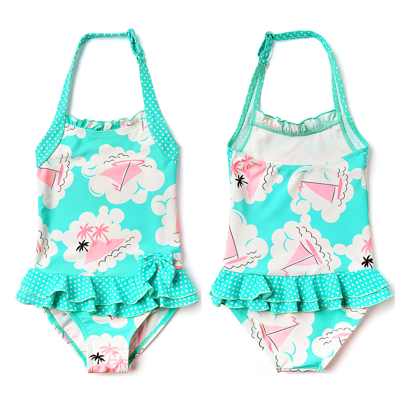 Bañador de una pieza para niña con bikini, traje de baño con volantes dobles, ropa de baño para niña
