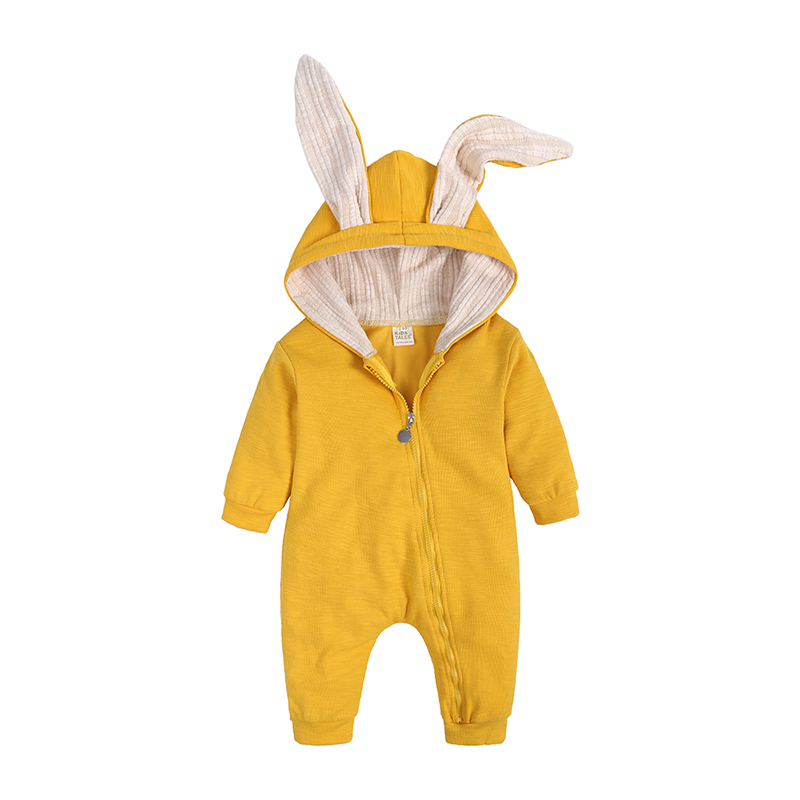 Mono de algodón para bebé, ropa de conejito lindo, mamelucos con cremallera, ropa para bebés, pijamas para bebés