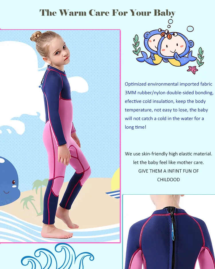 Nuevo Estilo Traje de Baño para Niños 2.5mm Neopreno Térmico de Una Pieza para Niñas