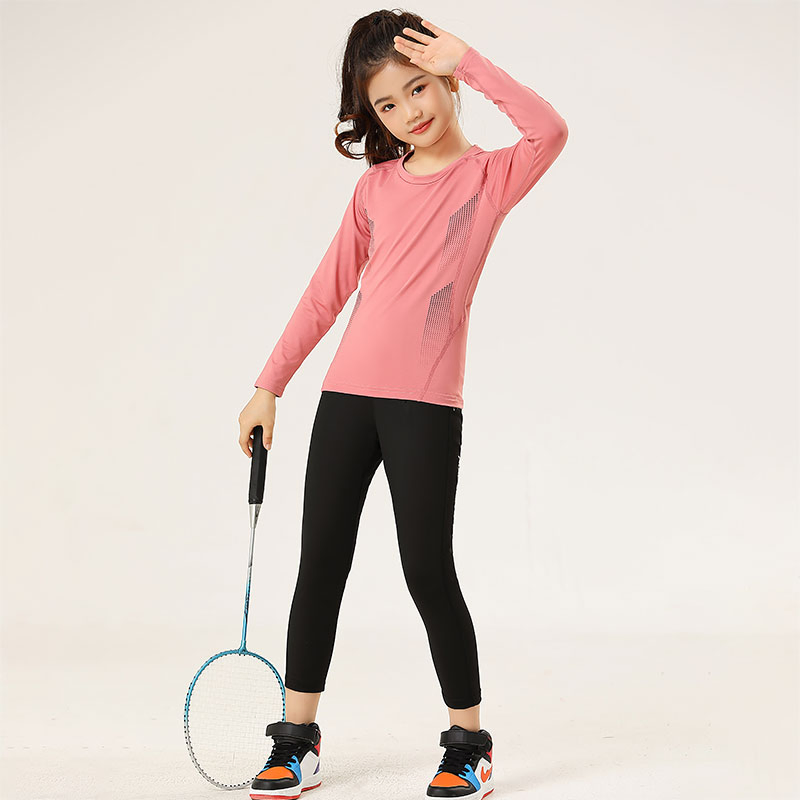 Conjunto de sudadera delgada para niños, cuello redondo, ajuste ceñido, transpirable, ropa deportiva