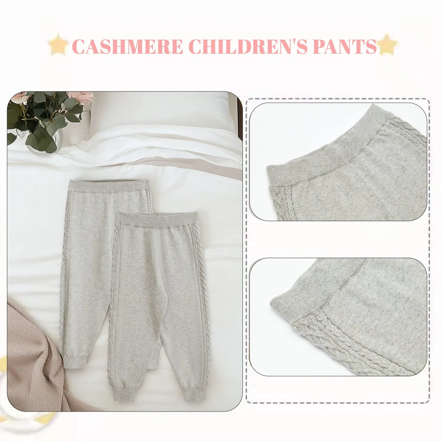 Pantalones largos de cachemira de alta calidad 100% pantalones de cachemira ropa para niños