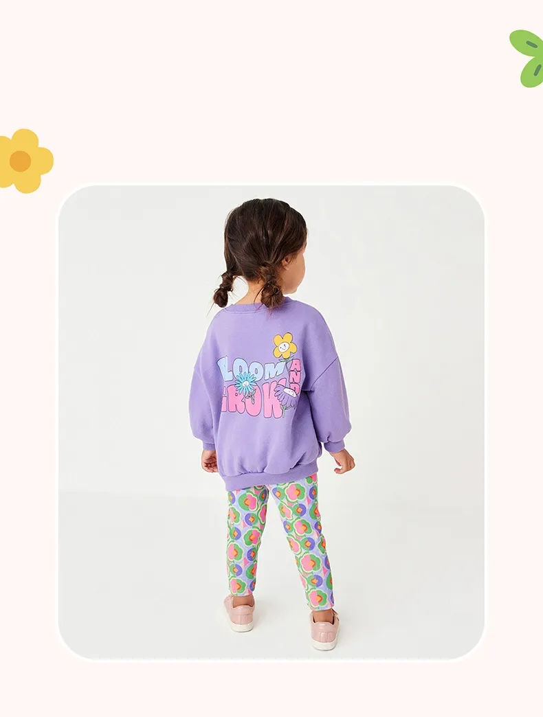 Ropa para niños Dulces Niña lila Color Sudadera Flor de amante Legging 2pcs Set ropa para niños