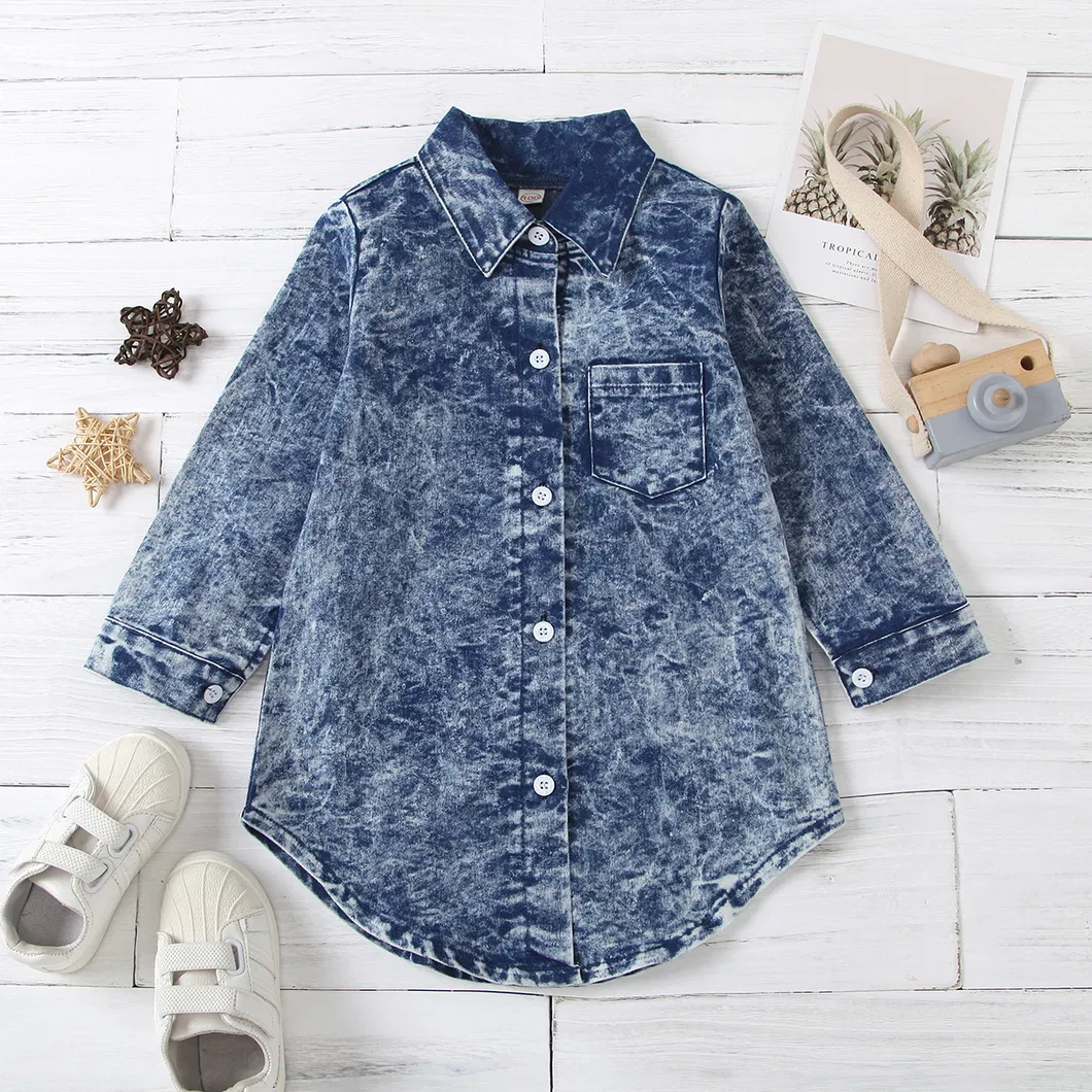 Ropa de mezclilla casual de manga larga personalizada para niños, niñas, bebés y niños