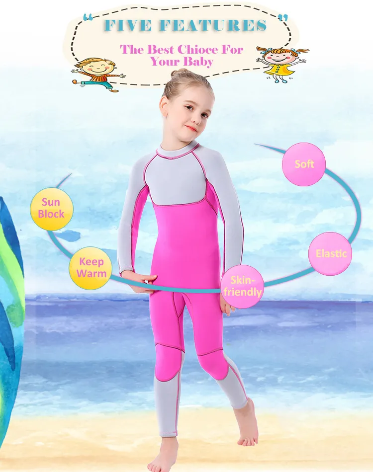 Nuevo Estilo Traje de Baño para Niños 2.5mm Neopreno Térmico de Una Pieza para Niñas