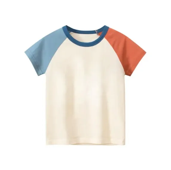 Ropa de verano para bebés de manga corta con bloques de color