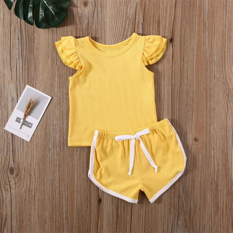 Venta de verano de ropa casual para niños, conjuntos de ropa sólida