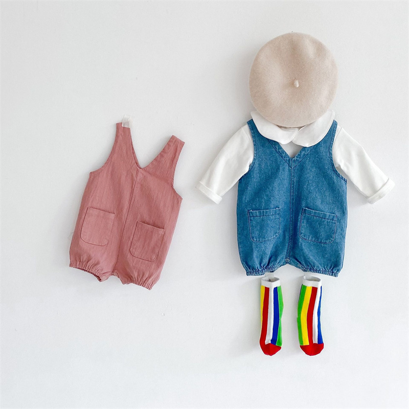 Overoles de verano para niñas, ropa para niños, pantalones cortos, pantalones para bebés, pantalones de mezclilla, monos para bebés, petos