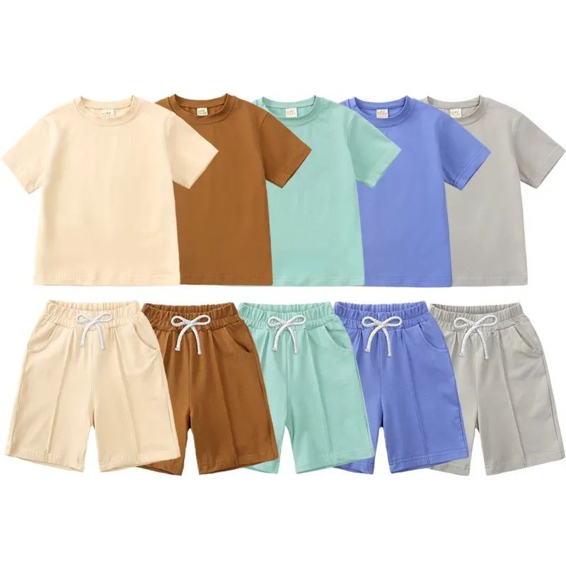 Precio de fábrica OEM Pijamas de bambú sostenibles para bebés Conjunto de ropa infantil de mangas cortas y pantalones cortos