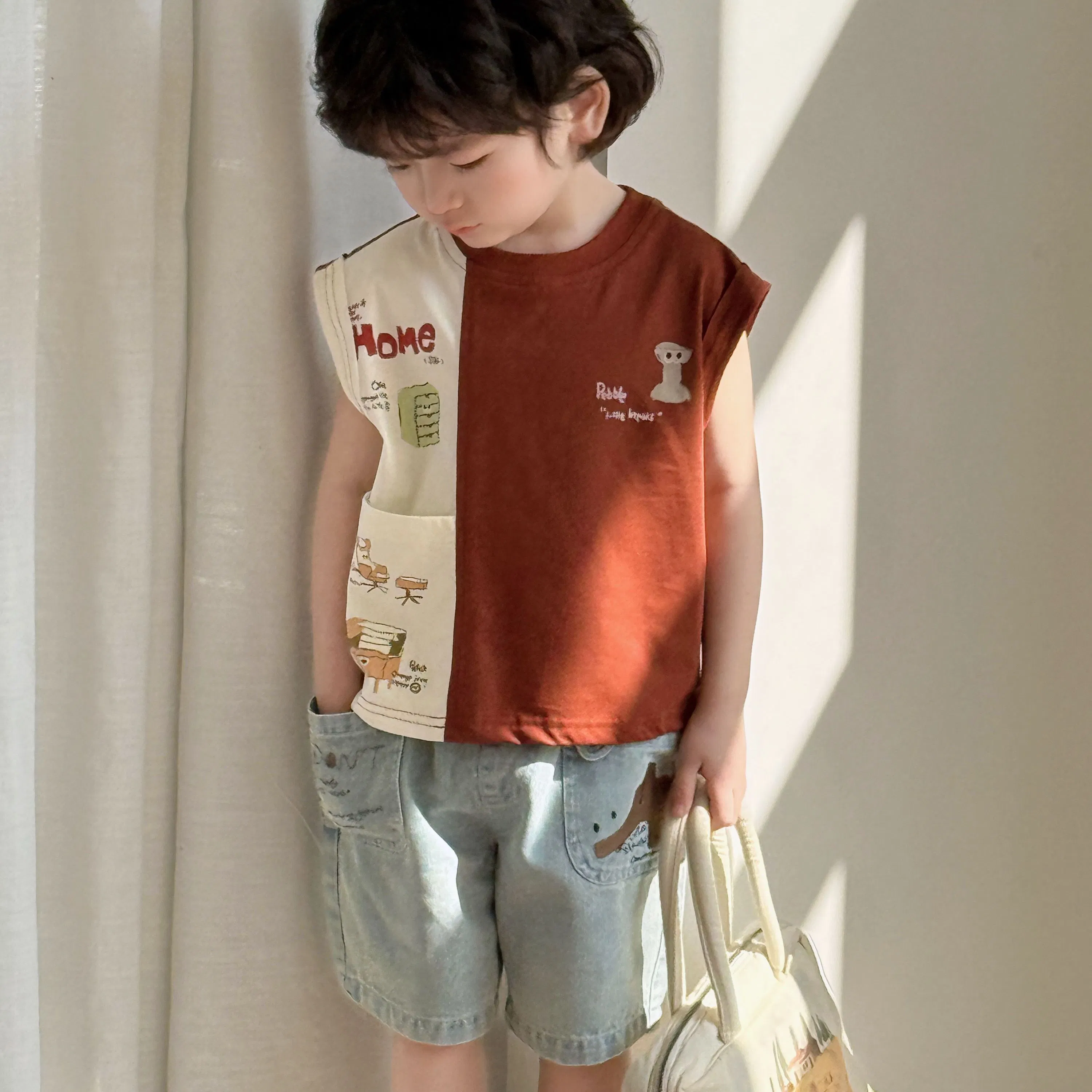 Ropa de algodón para niños, camiseta para bebés con estilo de moda