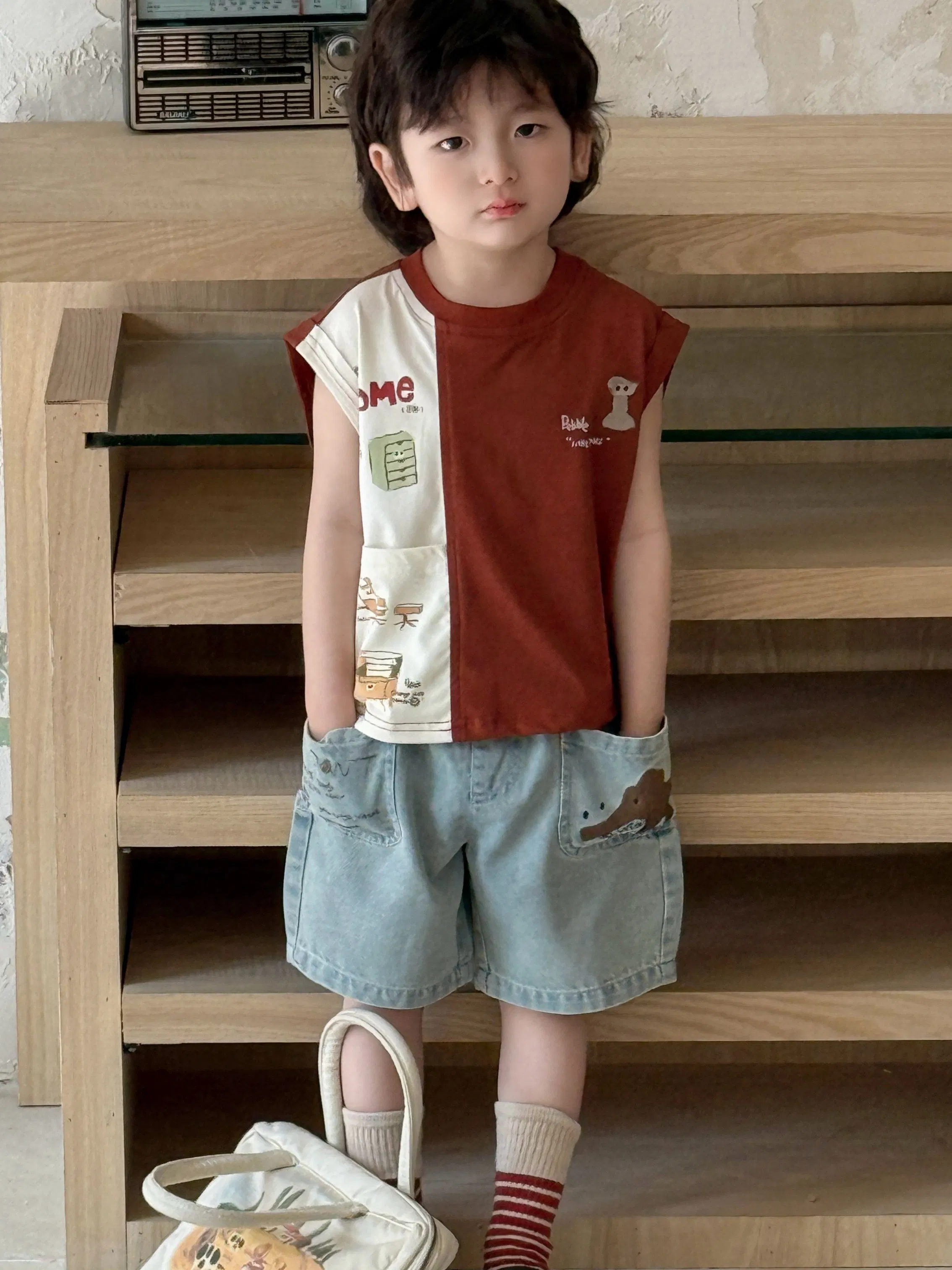 Ropa de algodón para niños, camiseta para bebés con estilo de moda
