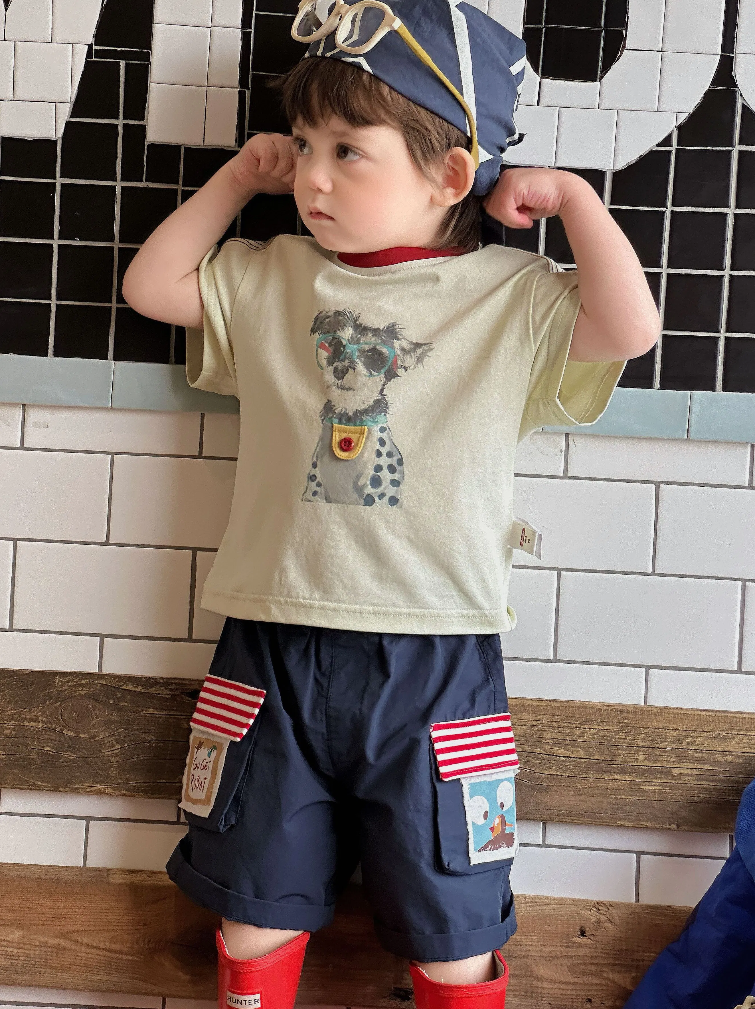 Ropa de verano de algodón para niños con camiseta y pantalones cortos