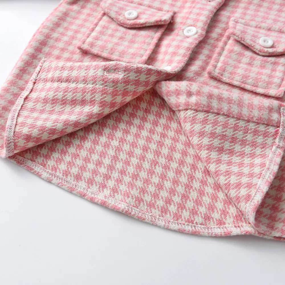 Ropa de bebé niño camisa de cuadros de algodón de manga larga para invierno, ropa infantil con abrigo cepillado, chaqueta de forro polar para niños, chaqueta de invierno para niñas, logo personalizado