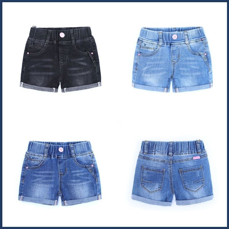 Chicas Pantalones Cortos Vaqueros Lavado Agua 2022 Verano Nuevo Estilo Ropa Infantil Pantalones de Algodón Moda Mayorista Hecho a Medida