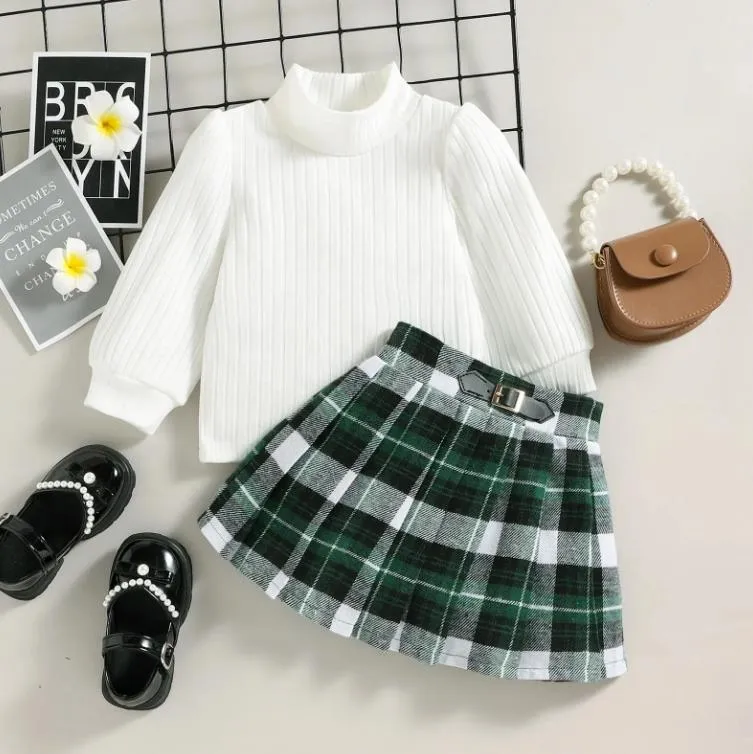Conjunto de suéter de invierno y falda para niñas, ropa de verano