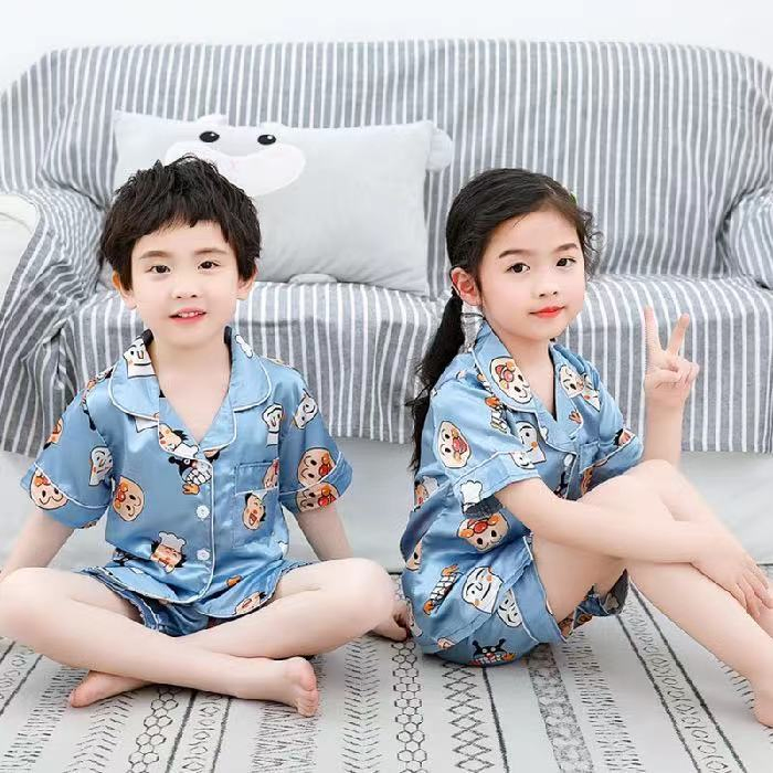 Conjuntos de pijamas de verano para niños; pijamas de satén, ropa de dormir bonita, ropa para niños, ropa para el hogar, pijamas