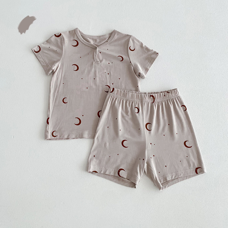 Conjunto de pijamas para niños de dos piezas de tela de bambú personalizada de fábrica, alta calidad, cómodo y suave, ropa para bebés