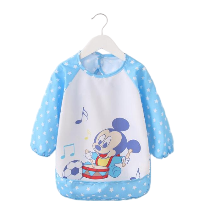 Bibs de tela con estampado de animales para bebés, baberos para niños, ropa de bebé de manga larga para la hora de la cena