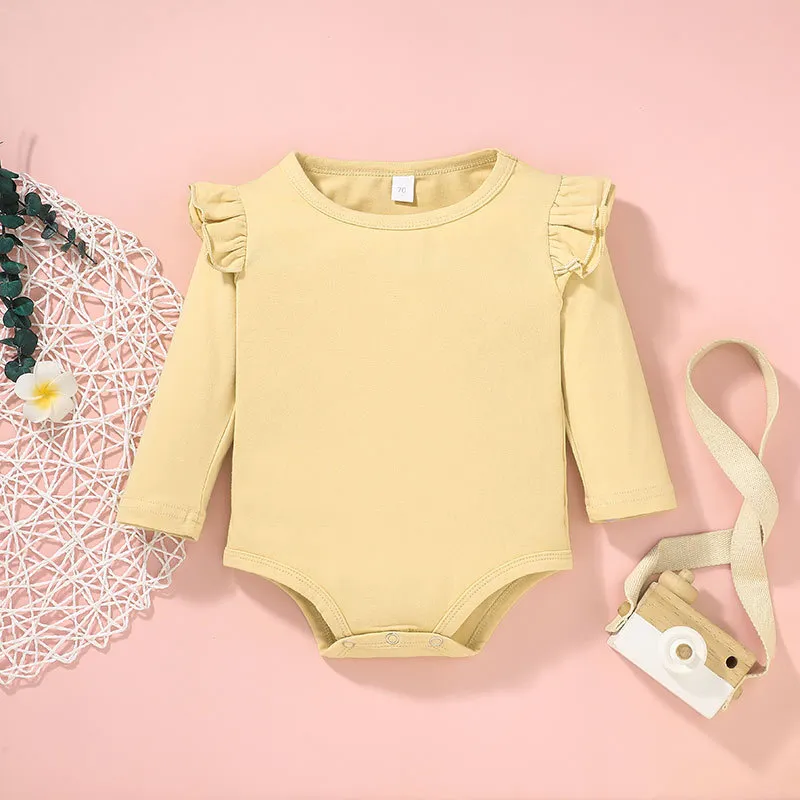 Ropa de Navidad para Niñas Pequeñas Conjuntos de Pantalones de Impresión de Flores Sólidas con Cuello Redondo de Manga Larga y Volantes 3 Piezas