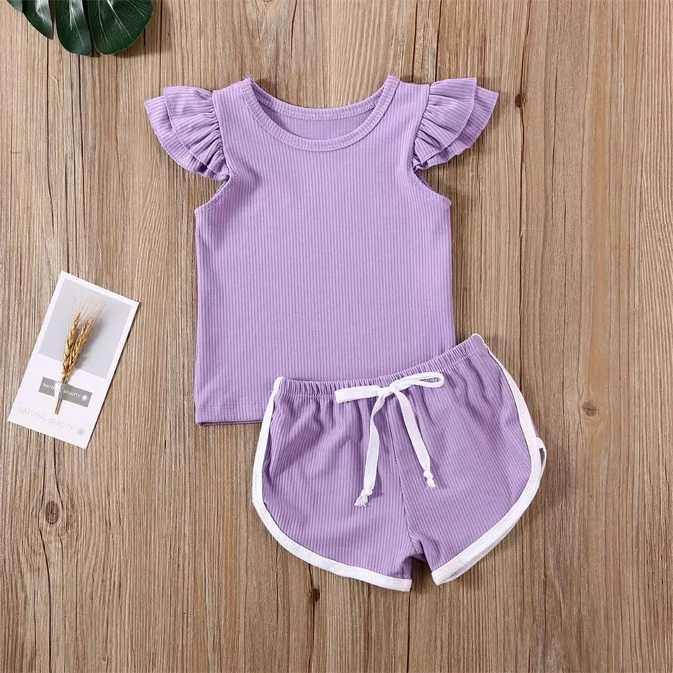 Venta de verano de ropa casual para niños, conjuntos de ropa sólida