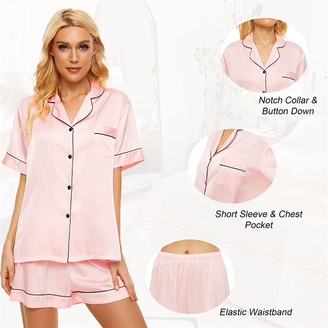 Producción de estilo aduanero al por mayor de China 100%Mulberry 16mm 19mm 22mm Pijamas de satén sexys y transpirables de cuidado de la piel para niñas, niños, hombres y mujeres, ropa de dormir