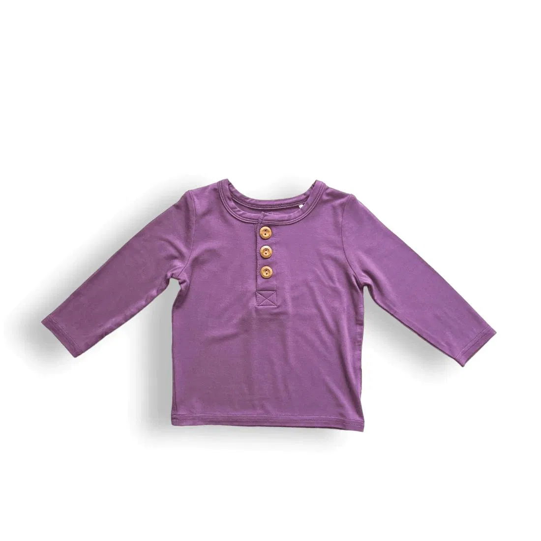 Fábrica de Ropa Camiseta de Manga Larga Henley Suave de Bambú Personalizada para Niños Ligera
