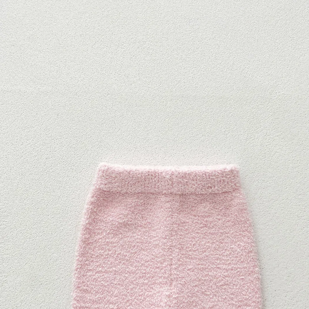 Conjunto de dos piezas de pijama de otoño e invierno para bebés y niños, ropa de punto para niñas, pantalones y top de terciopelo cálido con estampado de perro rosa, ideal para casa