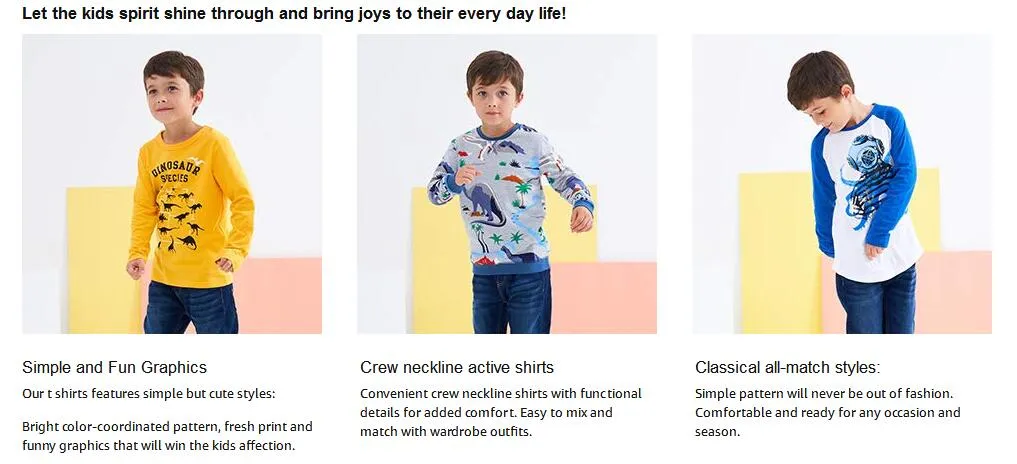 Ropa para niños Camisetas de manga larga de algodón para bebés niños Ropa infantil Camisetas gráficas