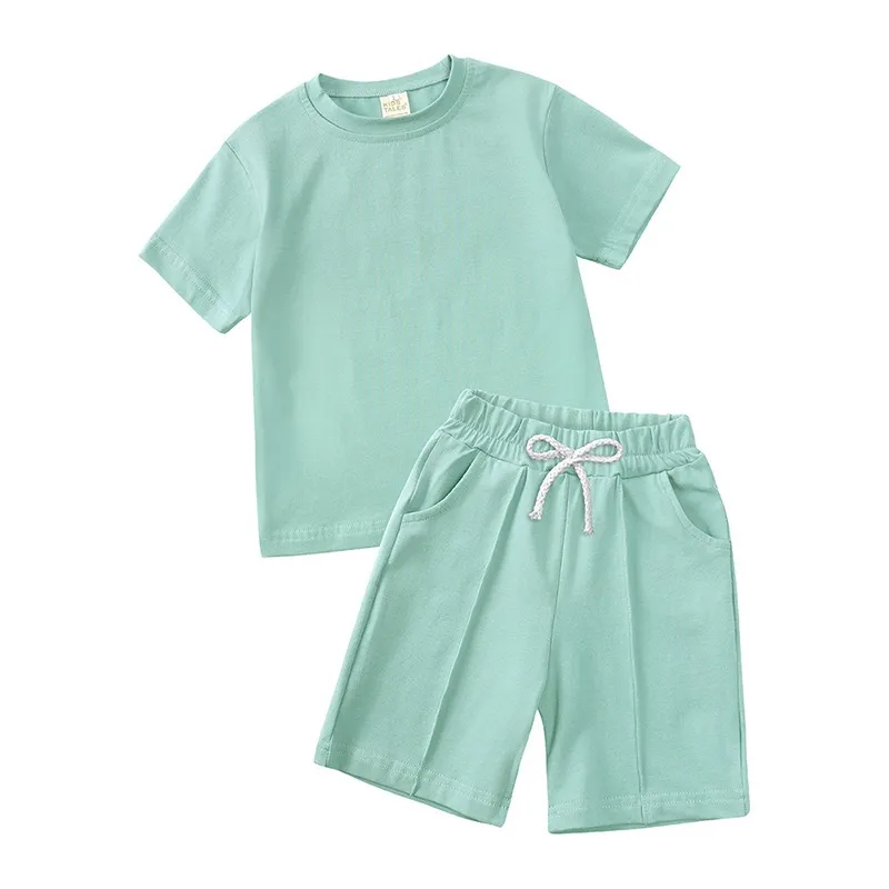 Precio de fábrica OEM Pijamas de bambú sostenibles para bebés Conjunto de ropa infantil de mangas cortas y pantalones cortos