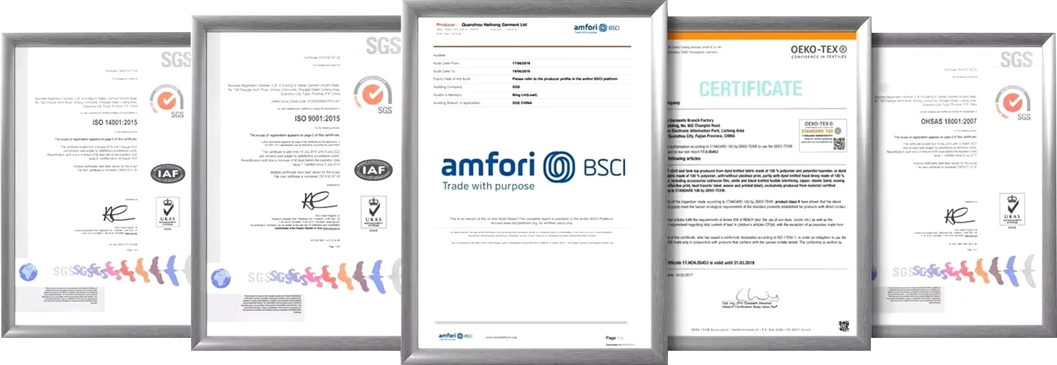 Certificados oficiales de calidad de exportación de ropa de segunda mano