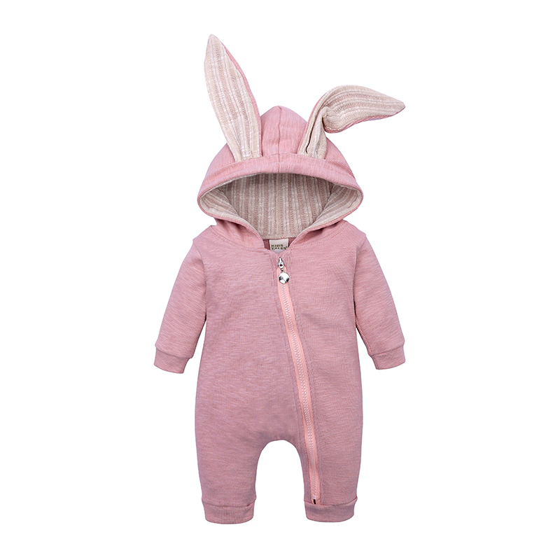 Mono de algodón para bebé, ropa de conejito lindo, mamelucos con cremallera, ropa para bebés, pijamas para bebés