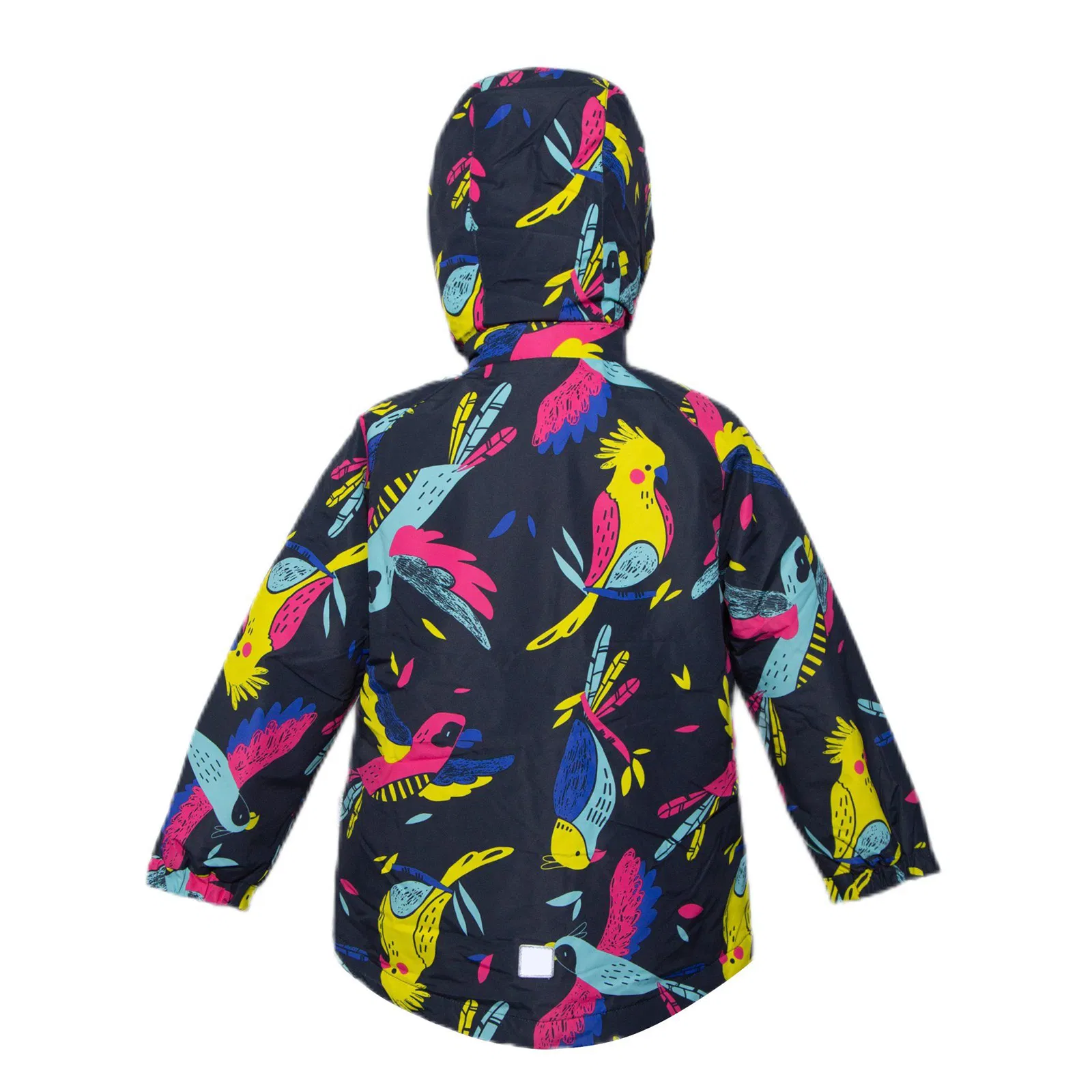 Chaqueta con capucha para niños con estampado de loro colorido, abrigo cálido y a prueba de viento para niños